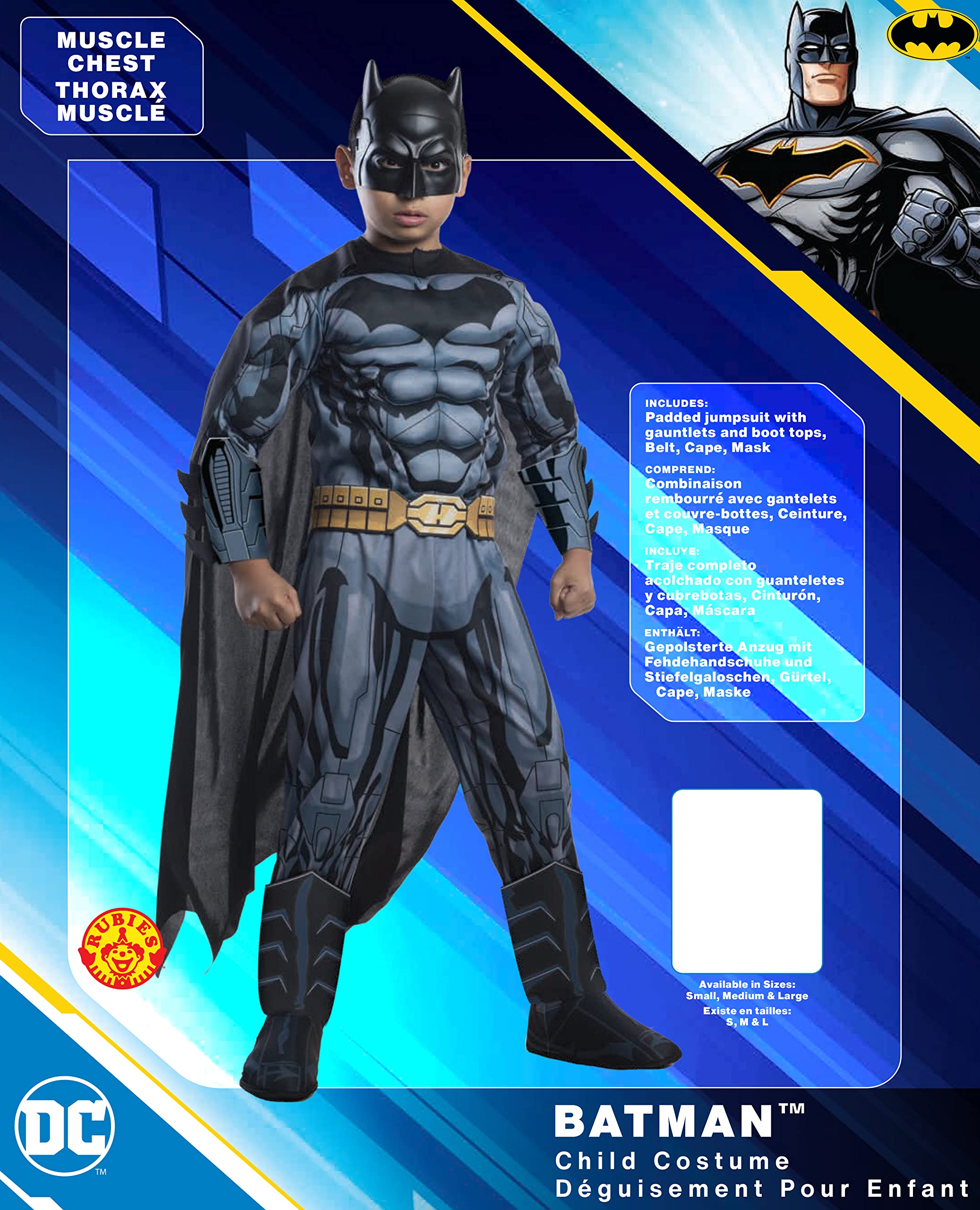 DC Comics Superheroes: Batman Costume for Kids by Rubies, Boy's Small - Image 5
