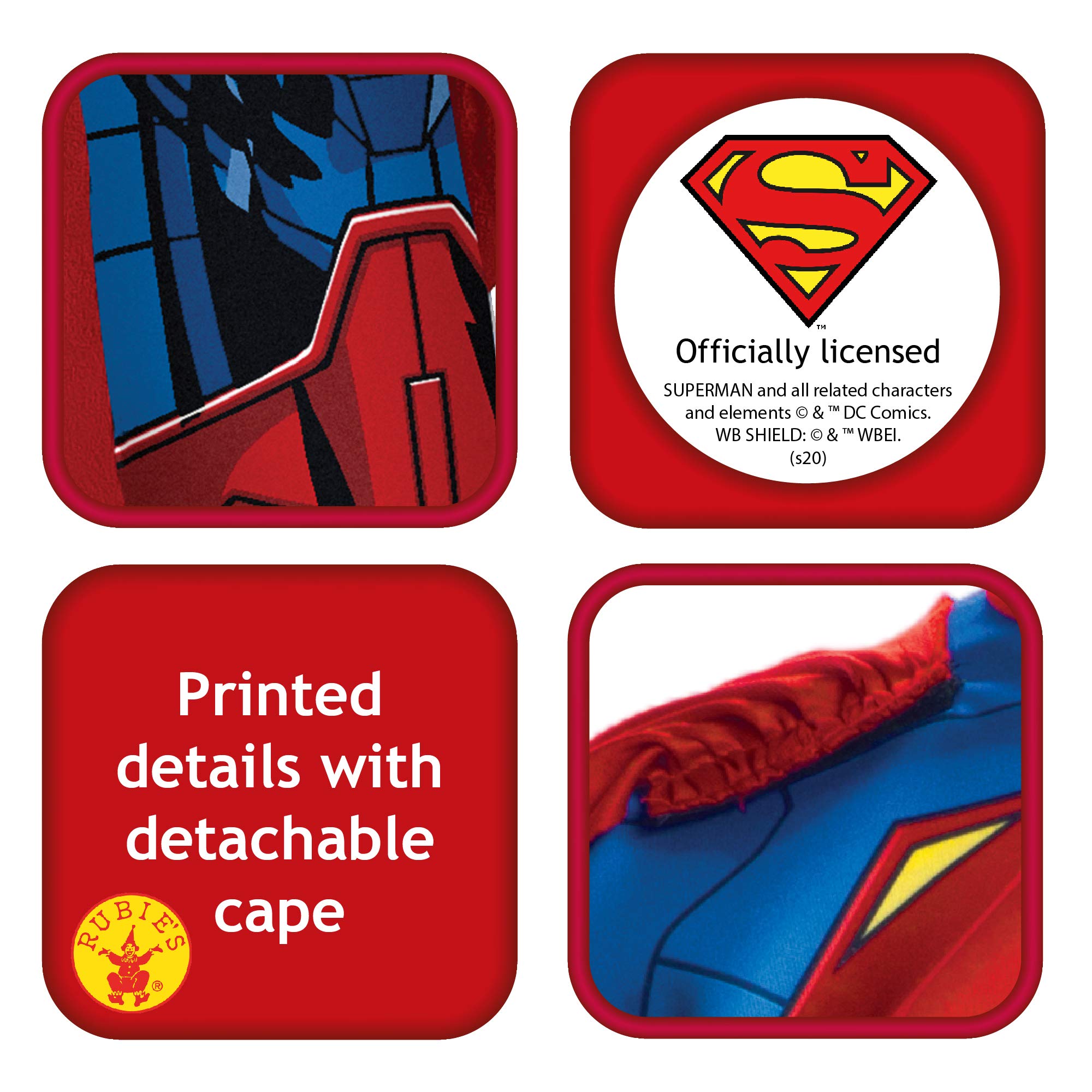 DC Comics Superheroes: Superman Costume for Kids by Rubies, Boy's Small - Image 3