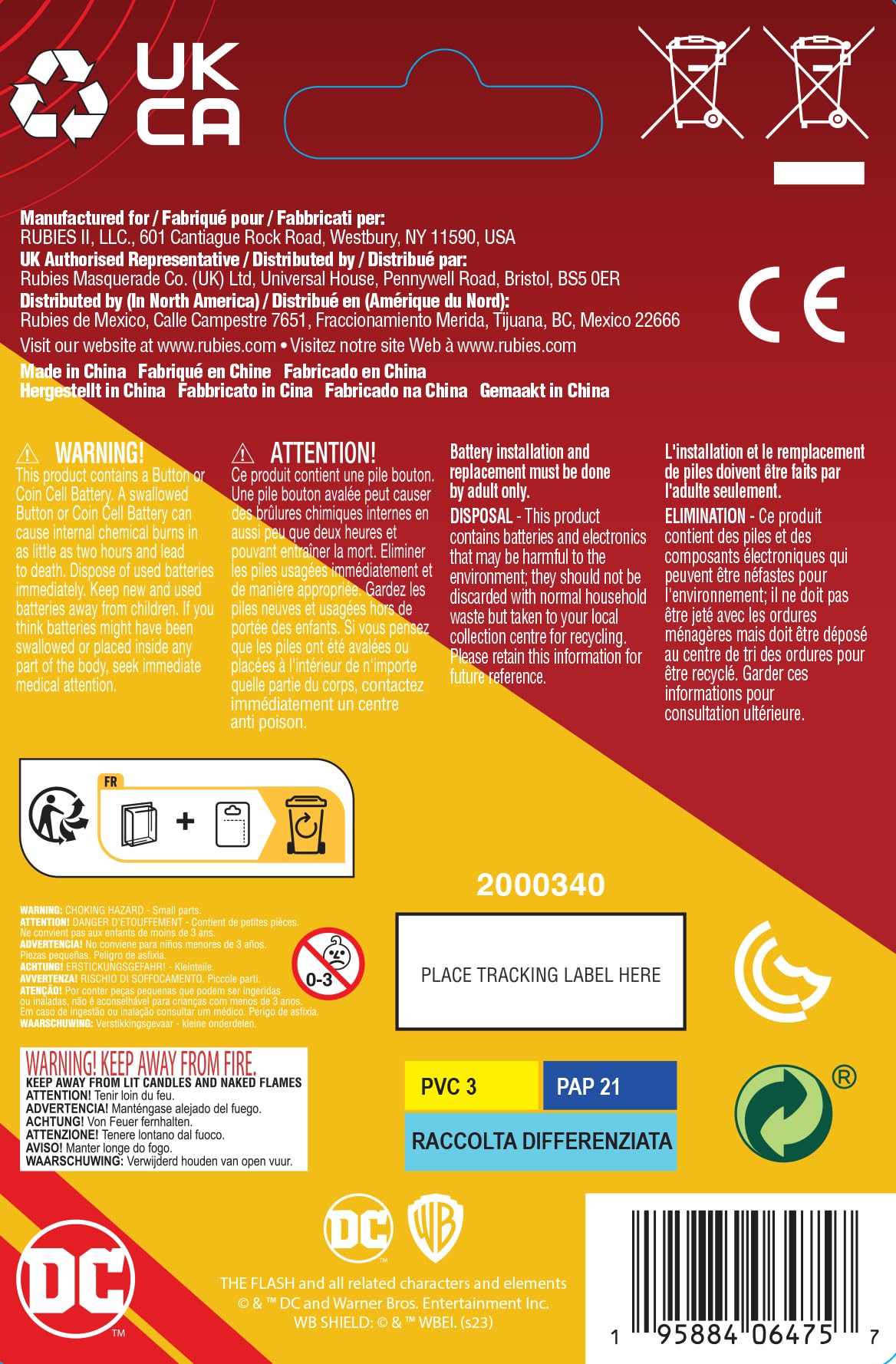 DC The Flash Movie: The Flash Light-Up Ring for Kids by Rubies, Boy's No Size - Image 5