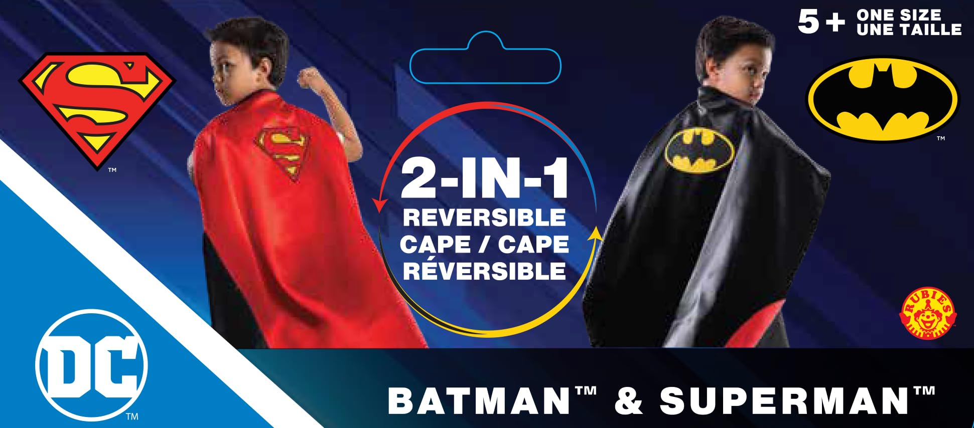 Rubies Child's DC Comics Reversible Batman/Superman Cape for Themed Parties and Halloween - Image 4