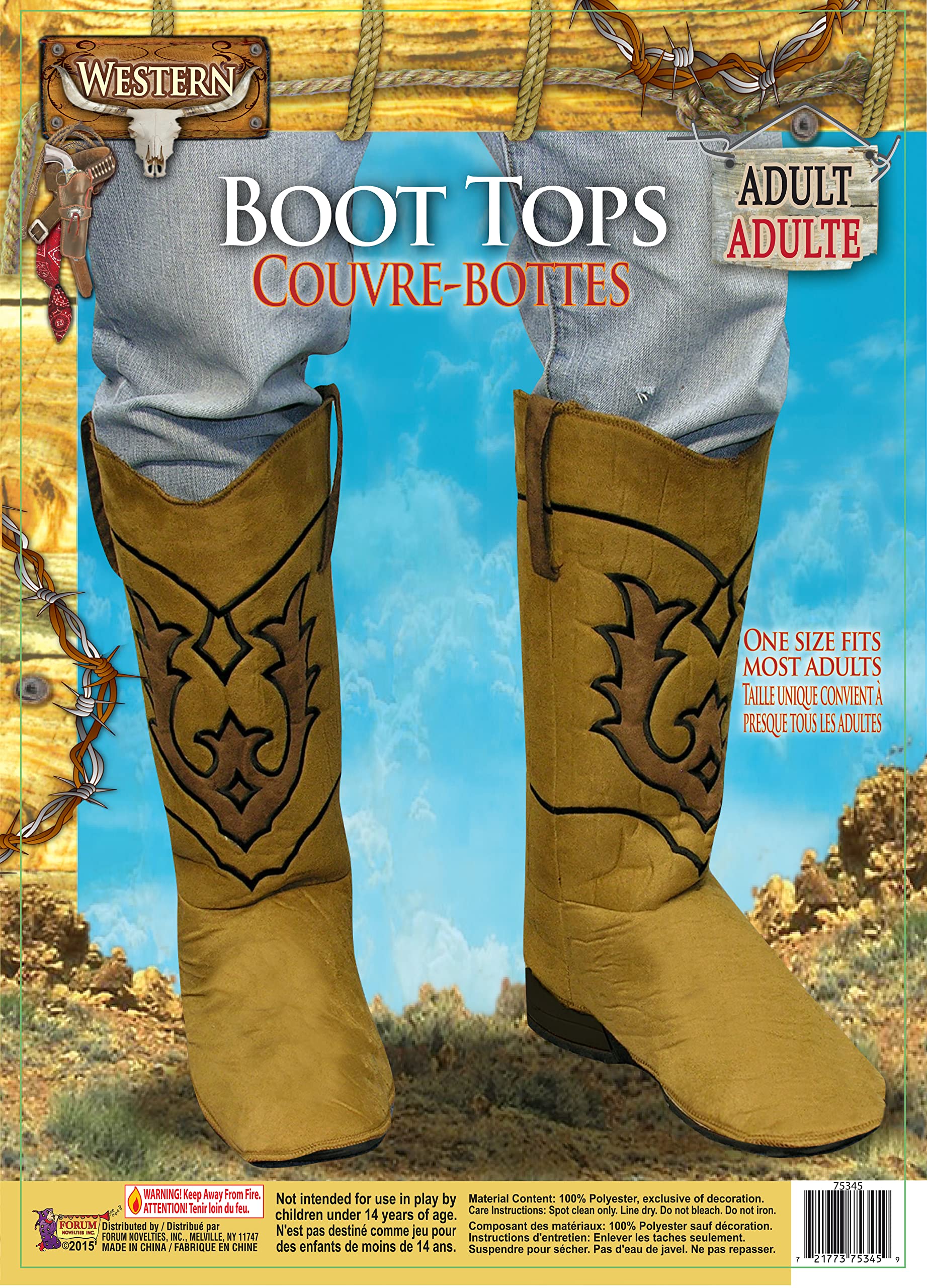 Rubies Cowboy Boot Tops for Adults, Men's One Size - Image 3