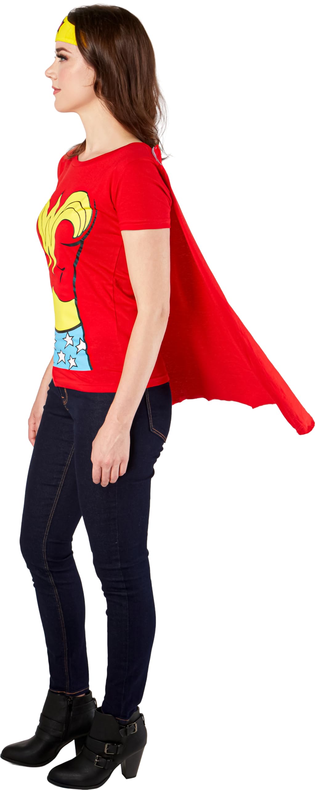 Rubies DC Comics: Wonder Woman Costume T-Shirt With Cape And Headband for Adults - Image 3