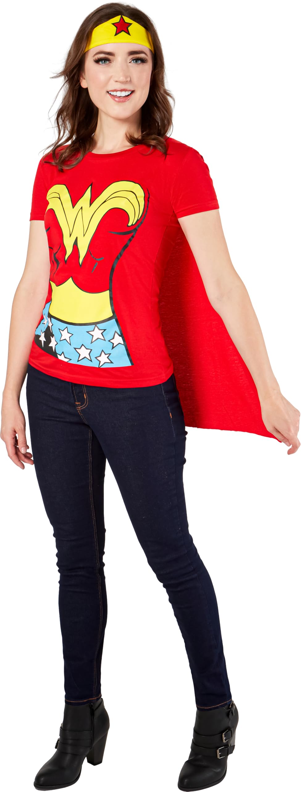 Rubies DC Comics: Wonder Woman Costume T-Shirt With Cape And Headband for Adults - Image 7
