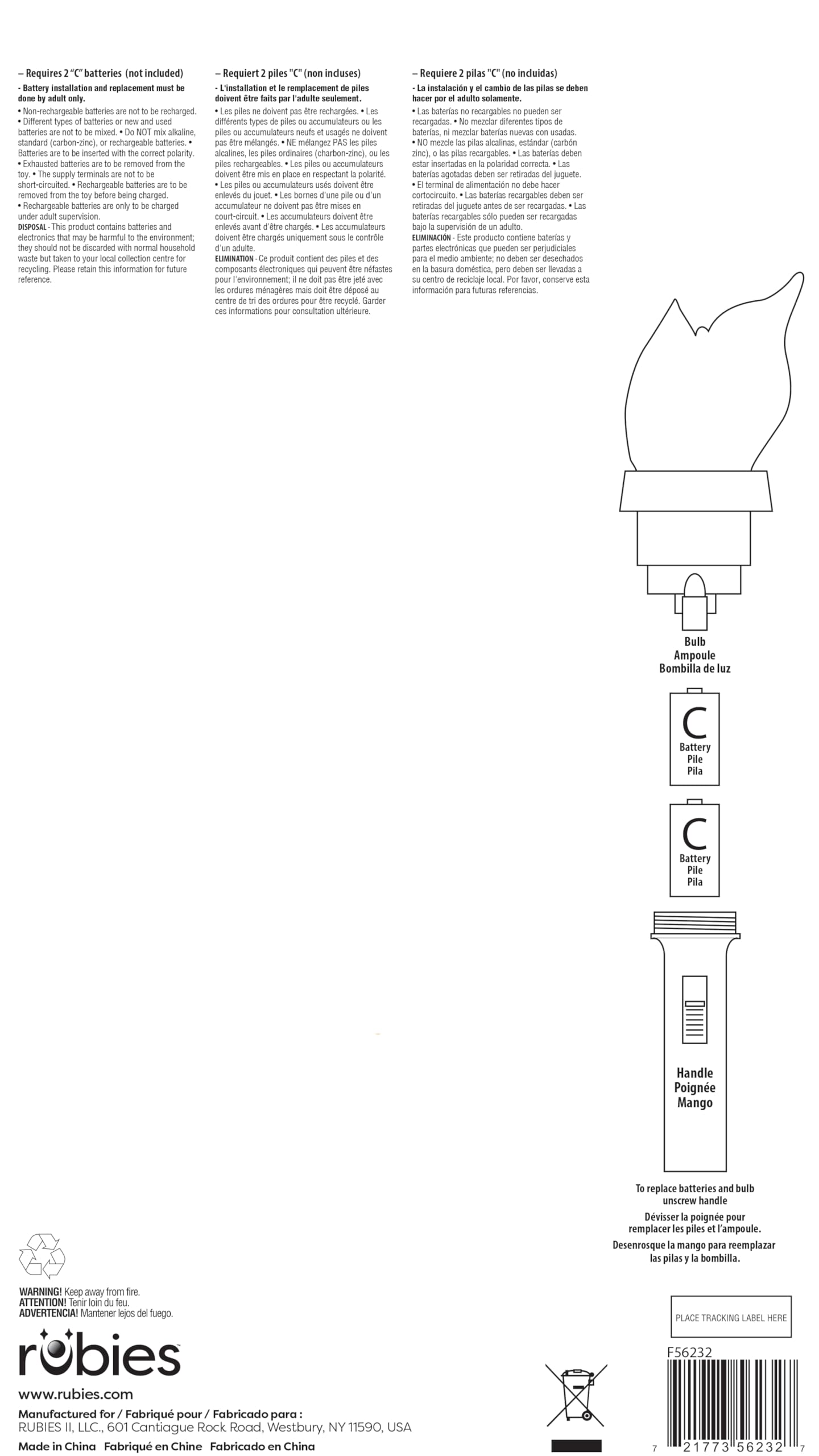 Rubies Light Up Liberty Torch Costume Accessory for Adults, Women's 12" - Image 3