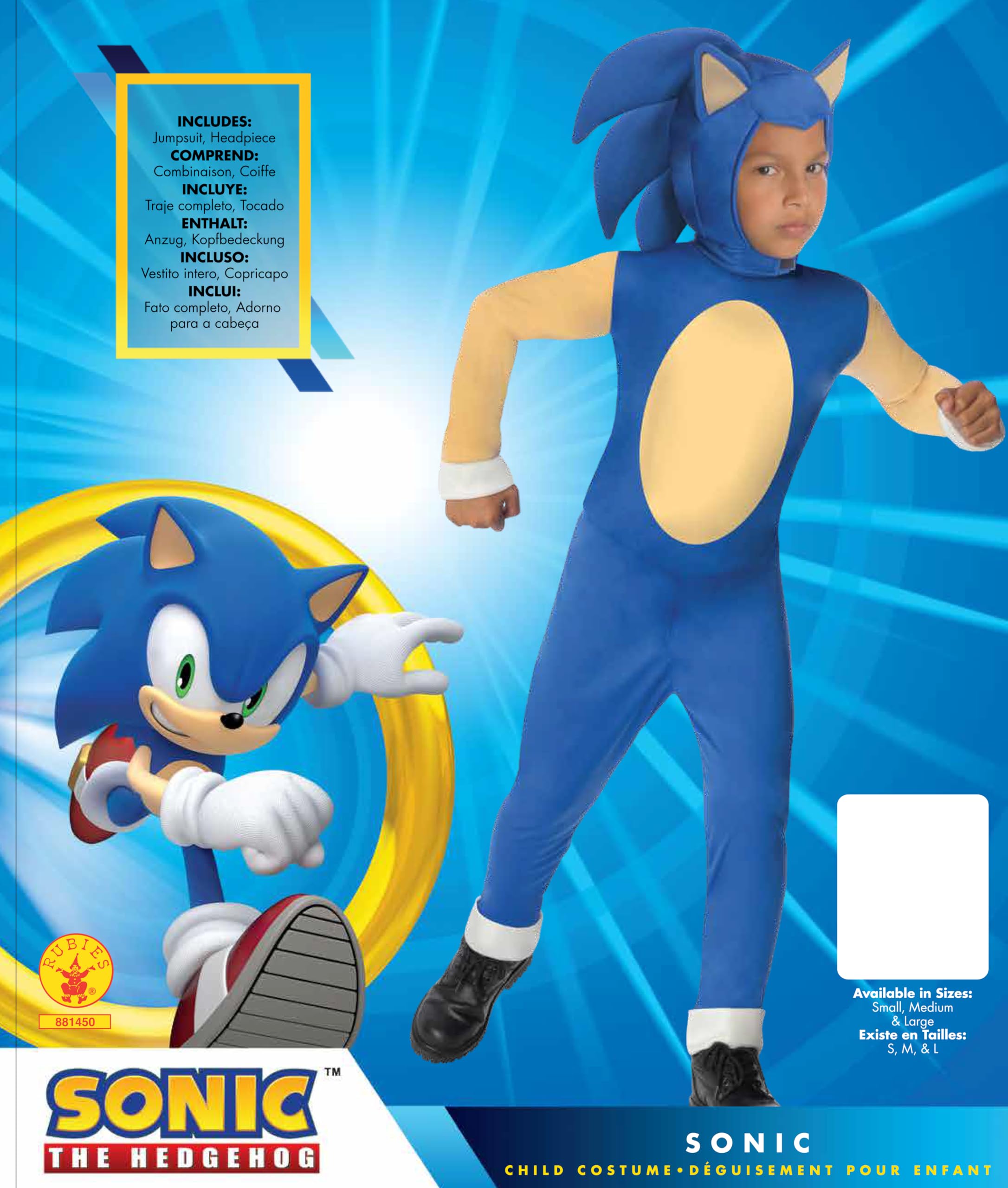 Rubies Sonic the Hedgehog: Costume for Kids, Boy's Medium - Image 3